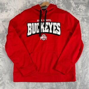 Ohio State Buckeyes Embroidered Pullover Hoodie Mens Medium Scarlet & Gray